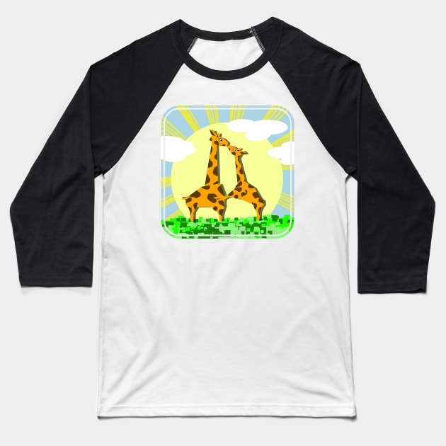 Cute giraffe Mom Baseball T-Shirt by mailboxdisco